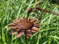 Preview: Edelrost Gartenstecker Blume mit Kolibri