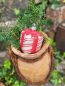 Preview: Christbaumkugel Geschenk weiß, rote Streifen, rote Schleife