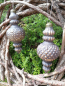 Preview: Christbaumkugel Kegel Barock, grau-gold