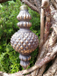 Preview: Christbaumkugel Kegel Barock, grau-gold