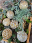 Preview: Christbaumkugel Pompös, Sechseck creme opak mit Silberglitzer