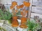 Preview: Edelrost 2er Set Blumen im Krug, auf Platte