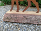 Preview: Edelrost Hirsch mit Schlitten auf Holzbrett