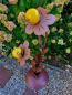 Preview: Edelrost Glasblume Sophia, 2 Blüten, gelbe Kugeln