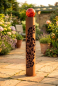 Preview: Edelrost Solarsäule Blossom mit Glaskugel