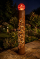 Preview: Edelrost Solarsäule Blossom mit Glaskugel