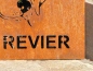 Preview: Edelrost Dekoschild Hund Mein Revier