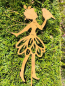 Preview: Edelrost Gartenstecker Fee Aurelia, mit Vogel