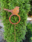 Preview: Edelrost Gartenstecker Futterstation Vogel Meli, Schwanz oben