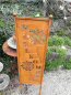 Preview: Edelrost Gartenschild Willkommen mit Blumen