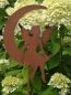 Preview: Edelrost Gartenstecker Engel im Mond, 20 cm