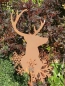 Preview: Edelrost Gartenstecker Hirsch mit Schneekristallen