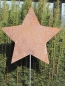 Preview: Edelrost Gartenstecker Stern geschlossen 180 x 40 cm