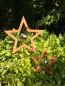 Preview: Edelrost Gartenstecker Stern mit Edelstahlkugel