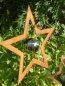 Preview: Edelrost Gartenstecker Stern mit Edelstahlkugel