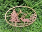 Preview: Edelrost Gartenstecker oder Wandbild Winterlandschaft Hirsch