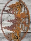 Preview: Edelrost Gartenstecker oder Wandbild Winterlandschaft Mädchen mit Hund