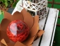 Preview: Edelrost Glasseerose mit roter Kugel