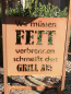 Preview: Edelrost Grilltisch mit Spruchtafel Fett verbrennen