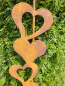 Preview: Edelrost Gartenstecker Herzband, mit Glaskugel