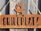 Preview: Edelrost Hängeschild Grillplatz