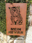 Preview: Edelrost Gartenschild Katze "Mein Revier"