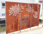 Preview: Edelrost Sichtschutzwand Blumen, 3-teilig