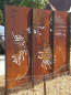 Preview: Edelrost Sichtschutzwand Blumen, 3-teilig