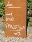 Preview: Edelrost Schild Prinzessin mit Kronenrand