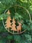 Preview: Edelrost Hirsch mit Tannen im Ring