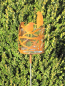 Preview: Edelrost Gartenstecker Windlicht Vögel mit Glaseinsatz