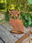 Preview: Edelrost Eule Hibou auf Platte, lackiert