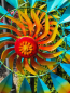 Preview: Metallwindrad Sonne doppelt, bunt