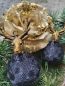 Preview: Christbaumkugel Outdoor Noir, mit Hirschkopf gold