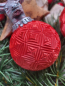 Preview: Christbaumkugel Outdoor Argento rot, mit Hirschkopf silber