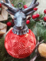 Preview: Christbaumkugel Outdoor Argento rot, mit Hirschkopf silber