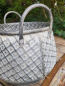 Preview: Vintage Pflanzschale Frida mit Henkel, grau