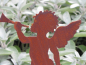 Preview: Edelrost Gartenstecker Engel mit Trompete