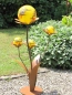 Preview: Edelrost Glasblume Ferrum mit gelben Kugeln