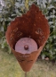 Preview: Gartenfackel Rosttüte mit Brennbehälter aus Edelrost