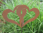Preview: Edelrost Gartenstab Doppelherz