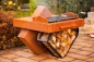 Preview: Grill Geometrie inkl. Grillrost und Holzlege