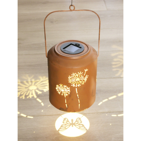 Preview: Edelrost LED Solarlaterne Pusteblume, Schmetterling