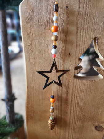 Weihnachtshänger Zapfen orange mit Roststern