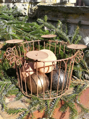 Edelrost Kerzenhalter Adventskranz Korb