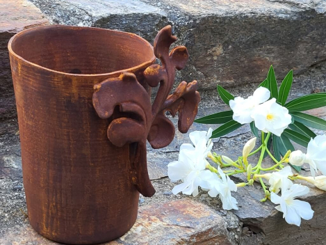 Preview: Edelrost Pflanztopf Ornament, groß