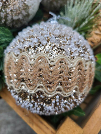 Boho Christbaumkugel Babuna, mit Spitze braun