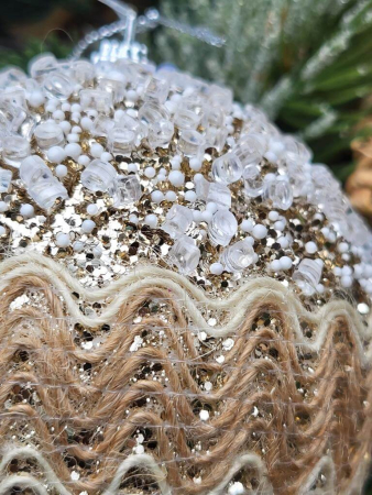 Preview: Boho Christbaumkugel Babuna, mit Spitze braun