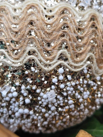 Preview: Boho Christbaumkugel Babuna, mit Spitze braun
