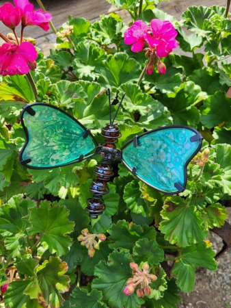 Boho Topfstecker Libelle, Glas, türkis